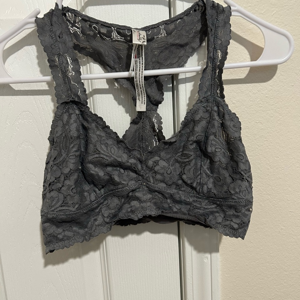 Lace Bralette in Charcoal Gray